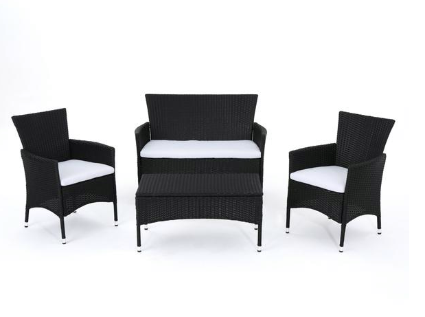 Outdoor 4 Piece Wicker Chat Set With Water Resistant Cushions