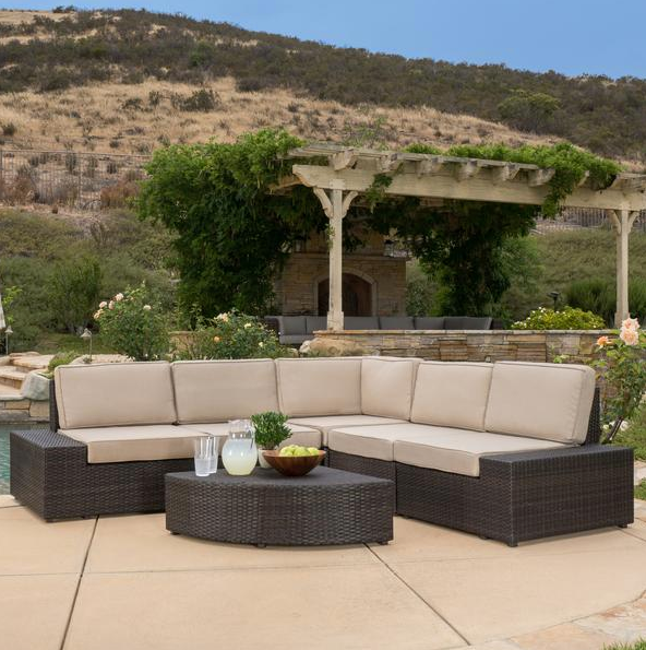 Keystone 6pc Outdoor Wicker Sectional Seating Set