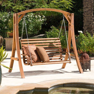 Boyd Outdoor Wood Swinging Bench And Base