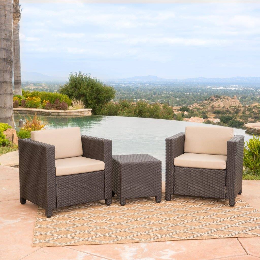 Outdoor Wicker Club Chair Set With Matching Side Table