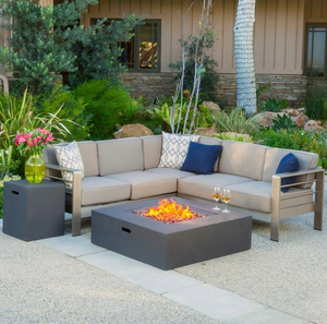 Miller V-Shape Outdoor Fire Table Sofa Set