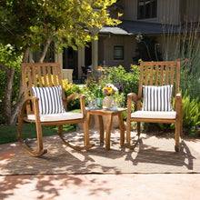 Load image into Gallery viewer, Outdoor Natural Stained Acacia Wood Rocking Chair Chat Set
