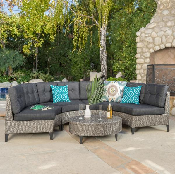 Manteo 5pc Outdoor Wicker Sectional Sofa Set W/ Cushions
