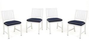 Aluminum White And Navy Dining Chair (Set Of 4)