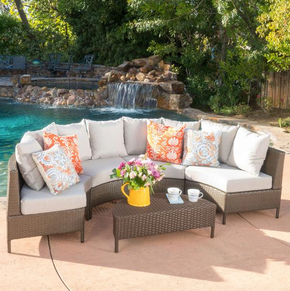 Outdoor 5-Piece Wicker Sofa Set With Water Resistant Cushions