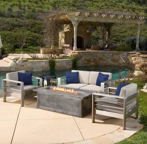 Miller 4pc Outdoor Fire Table Sofa Set