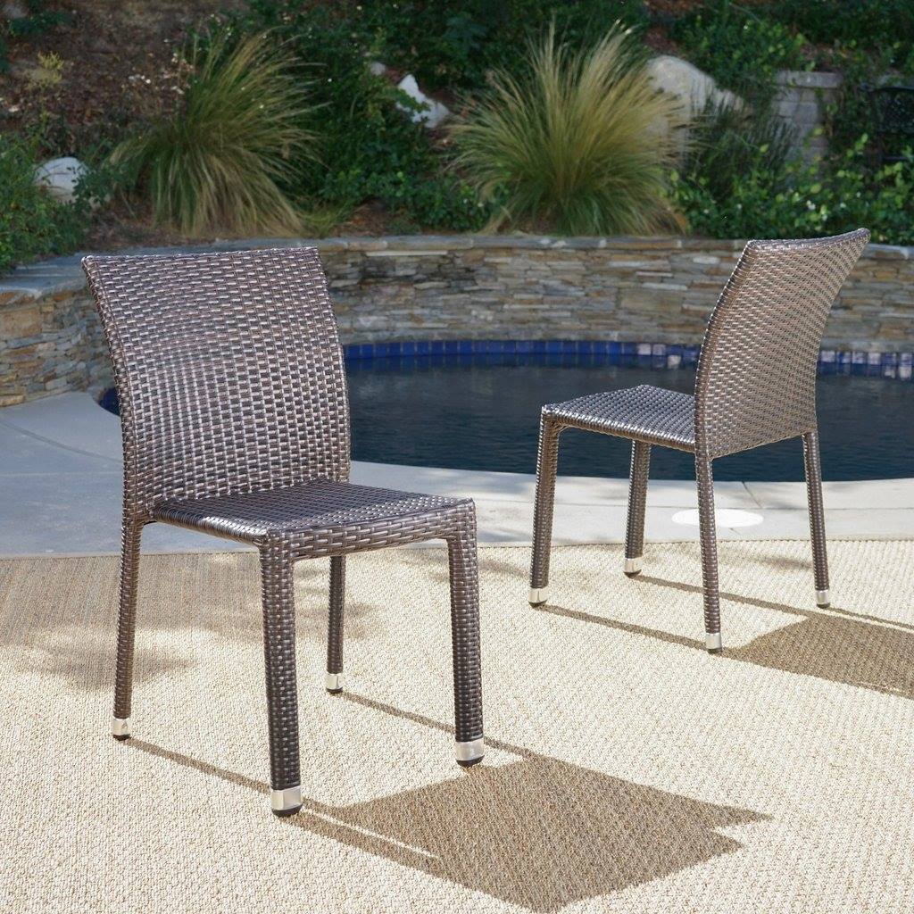 Outdoor Wicker Armless Stack Chairs With Aluminum Frame