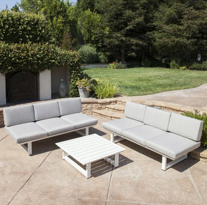 Outdoor 3Pc Sofa Set W/ Coffee Table & Water Resistant Cushions