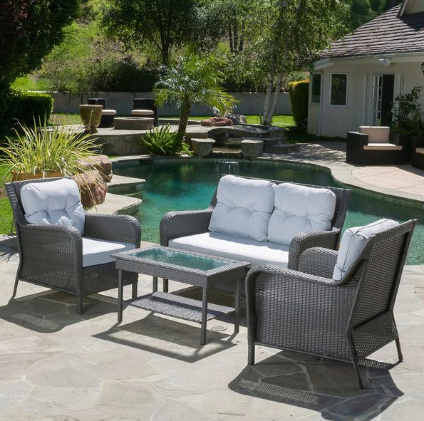 Kalua 4pc Outdoor Grey Wicker Sofa Set
