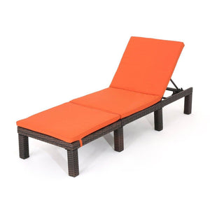 Outdoor Wicker Chaise Lounge With Water Resistant Cushion