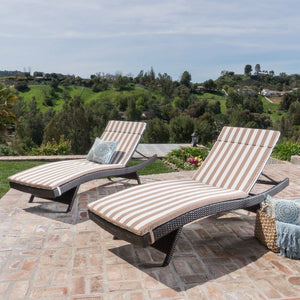 Orva Outdoor Wicker Lounge W/ Water Resistant Cushion (Set Of 2)