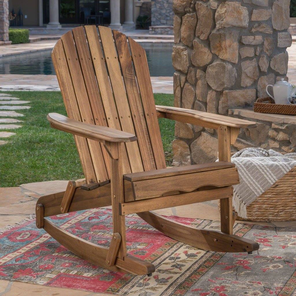 Outdoor Acacia Wood Adirondack Rocking Chair