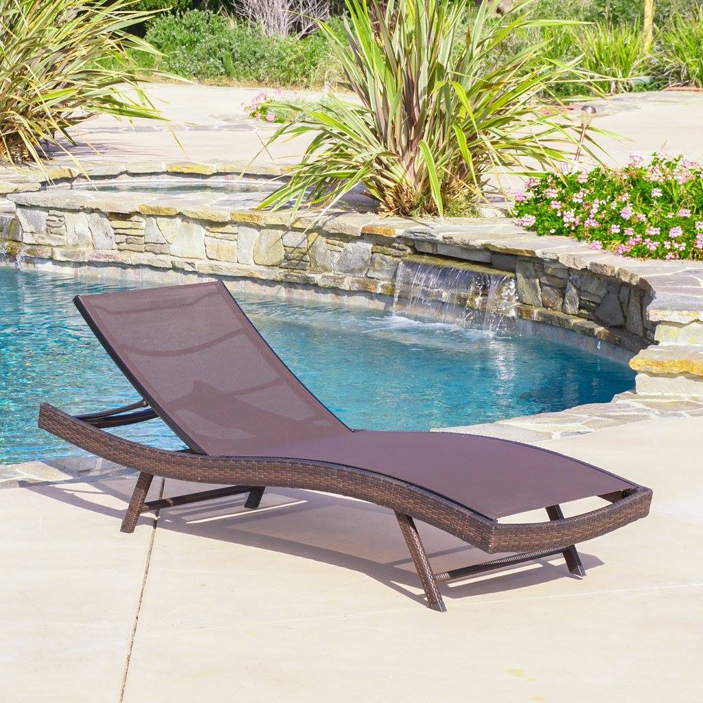 Mcclain Outdoor Chaise Lounge W/ Mesh Seat