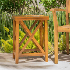 Outdoor Teak Finished Acacia Wood Side Table
