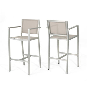 Coral Outdoor Mesh 29.50 Inch Barstools With Rust-Proof Aluminum Frame
