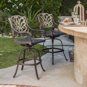 Outdoor Bronze Finished Cast Aluminum Barstools