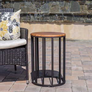 Outdoor Natural Finished Acacia Wood 15" Accent Table