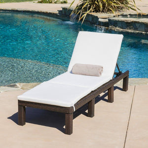 Mason Outdoor Multibrown Wicker Adjustable Chaise Lounge Chair W/ Cushion