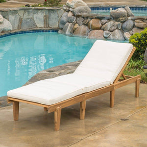 Chaney Outdoor Wooden Chaise Lounge W/ Cushion