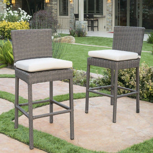 Sawyer Outdoor Brown Wicker Counter Stools (Set Of 2)