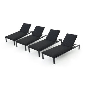 Outdoor Dark Gray Outdoor Mesh Chaise Lounges With Black Aluminum Frame (Set Of 4)