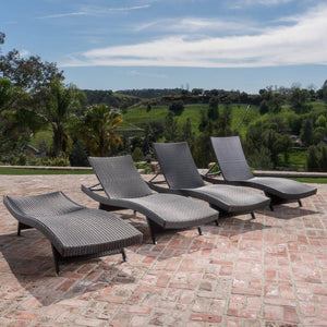 Anthony Set Of 4 Luxury Outdoor Patio Furniture PE Wicker Chaise Lounge Chairs