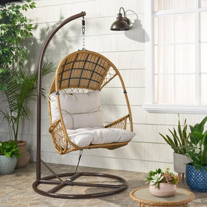Outdoor Wicker Hanging Basket - Egg Chair With Stand -