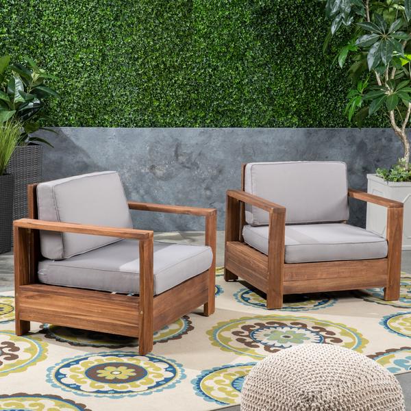Outdoor Acacia Wood Club Chairs (Set Of 2) -