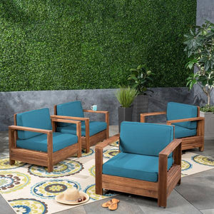 Outdoor Acacia Wood Club Chairs (Set Of 4) -