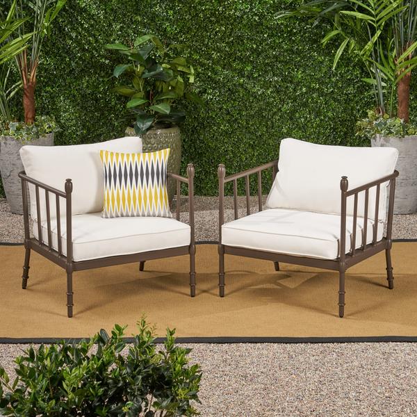 Outdoor Aluminum Club Chairs With Cushions (Set Of 2) -