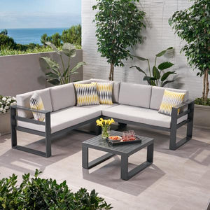 Outdoor Aluminum Sofa Sectional With Coffee Table -