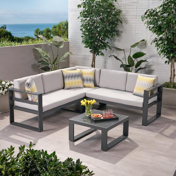 Outdoor Aluminum Sofa Sectional With Coffee Table -