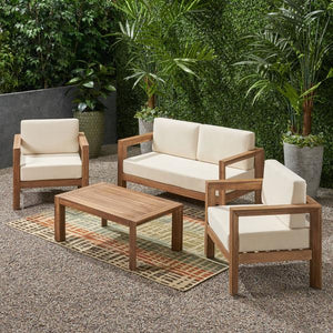 Outdoor 4 Seater Acacia Wood Chat Set -