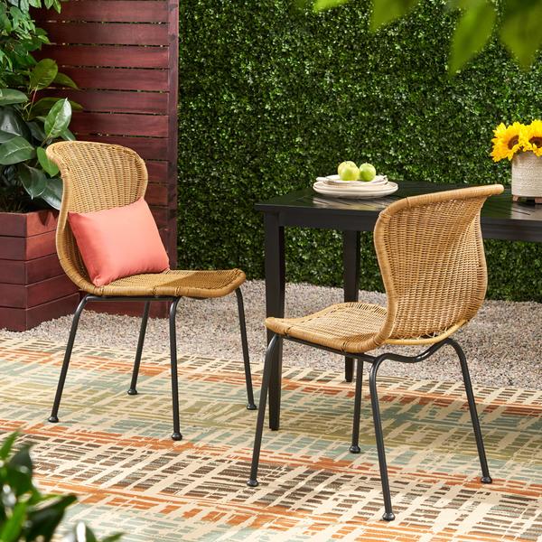 Outdoor Boho Wicker Dining Chair (Set Of 2) -