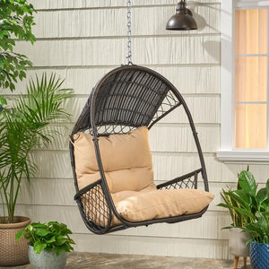 Wicker Hanging Chair With Cushion (Stand Not Included) -