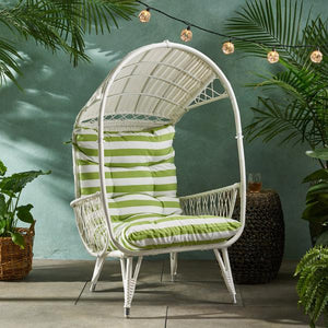 Outdoor Wicker Standing Basket Chair With Cushion -
