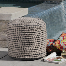 Load image into Gallery viewer, Outdoor Handcrafted Modern Water-Resistant Fabric Cylinder Pouf Ottoman - NH751303
