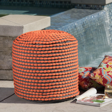 Load image into Gallery viewer, Outdoor Handcrafted Modern Water-Resistant Fabric Cylinder Pouf Ottoman - NH751303
