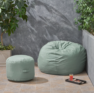 Outdoor Water Resistant 4.5 Bean Bag And 2 Ottoman Pouf Set - NH510803