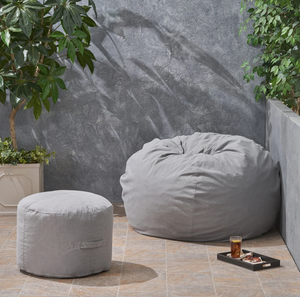 Outdoor Water Resistant 4.5 Bean Bag And 2 Ottoman Pouf Set - NH510803